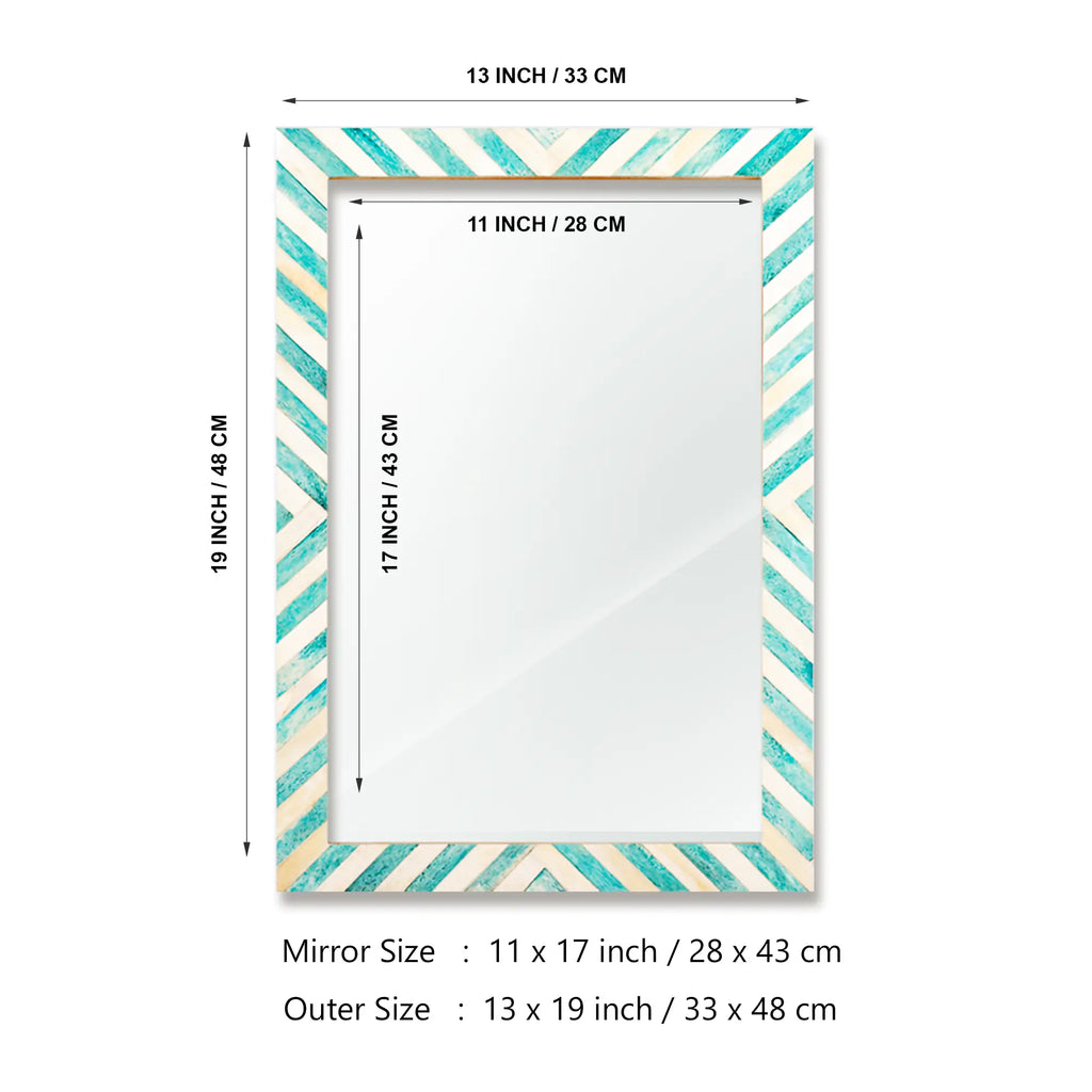 Make To Order Chevron Green Mirror Bone Inlay Collection in 3 Sizes