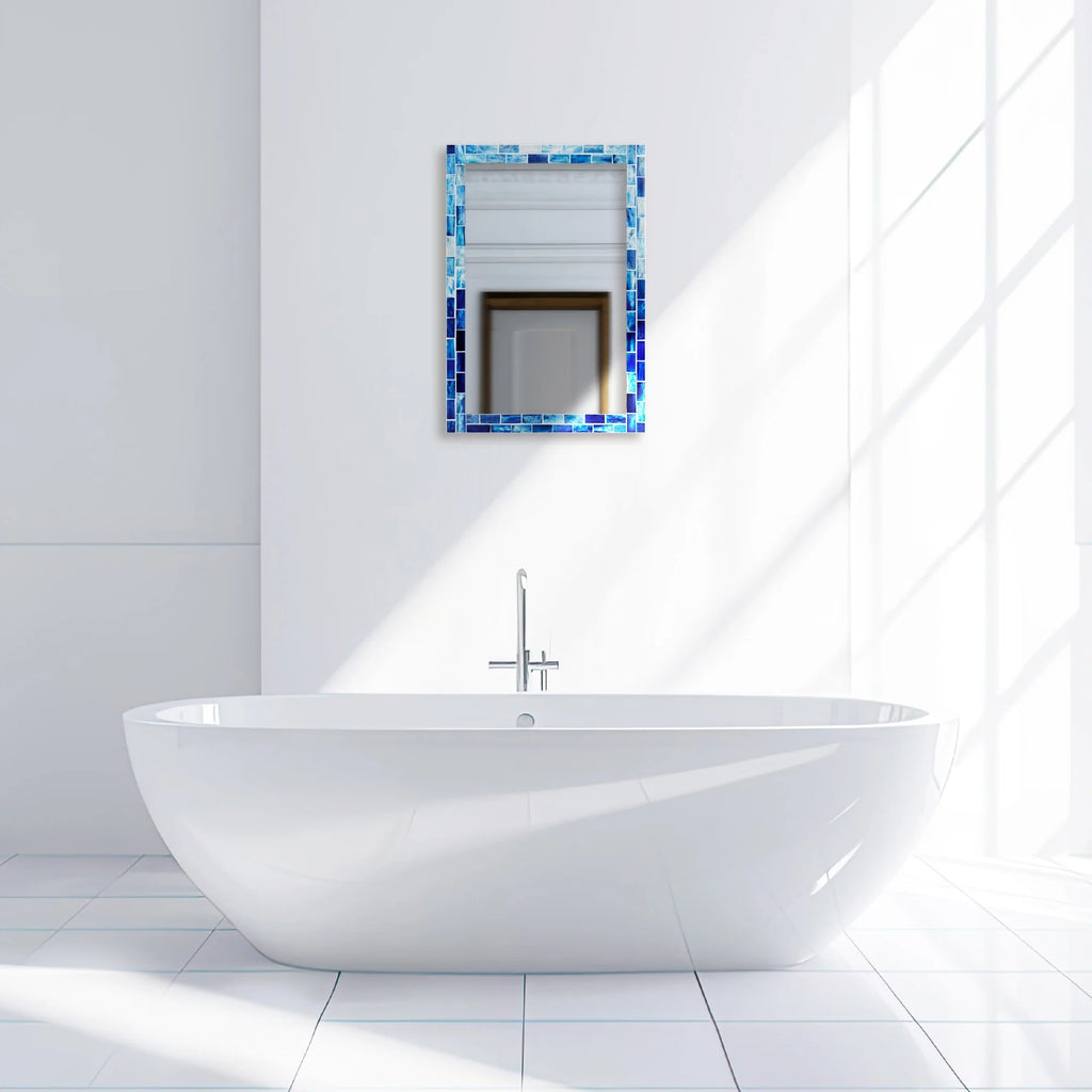 Make To Order Indigo Pattern Mirror Bone Inlay Collection - 24x36 inches