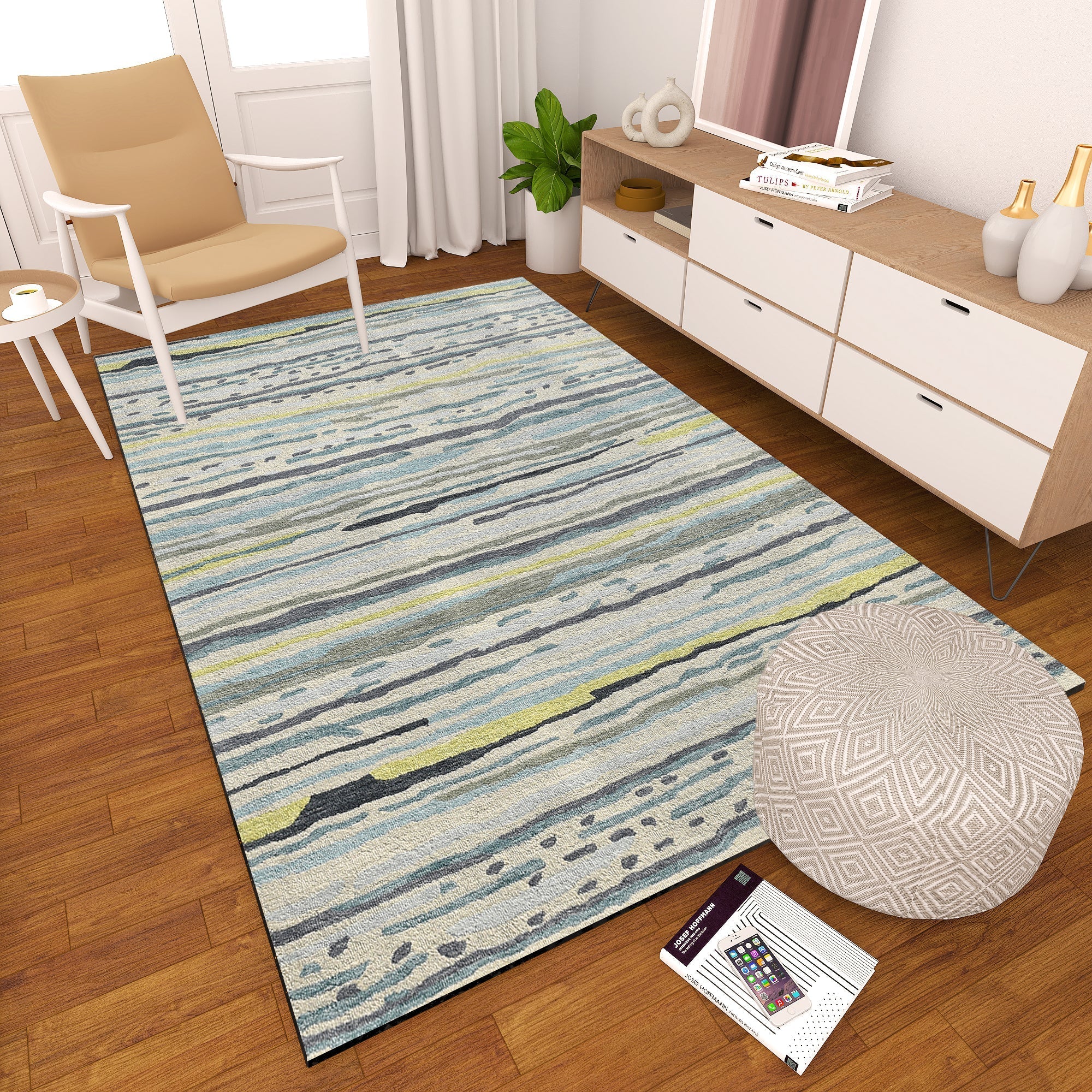 Premium Hand-Tufted Rug Made of 100% Wool  - Winter Coast - 5x8 Feet