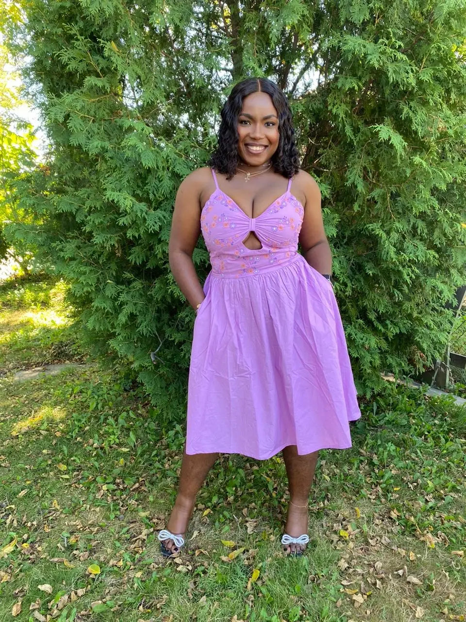 Placement Embroidered Corset Midi Dress with Sweet heart Neckline XS to 2XL